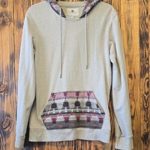 On the Byas Aztec Western Tribal Gray Hoodie, Men's Medium
